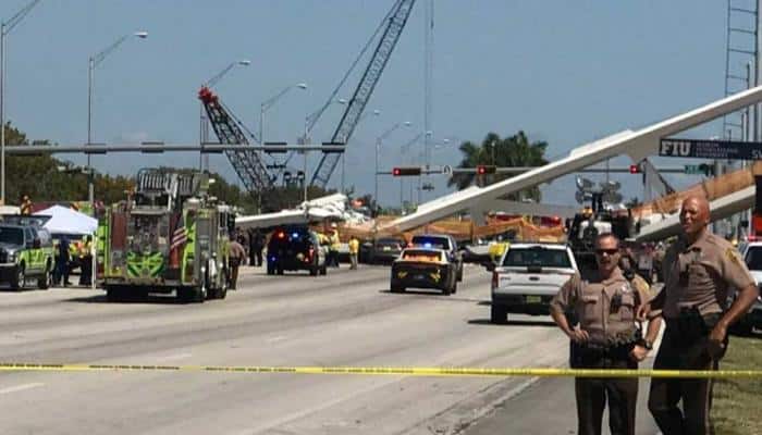 Pedestrian footbridge collapses in Florida, at least 4 people dead