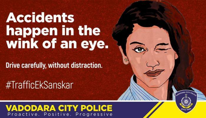 Vadodara City Police uses Priya Prakash Varrier&#039;s &#039;wink&#039; to raise awareness about safe driving