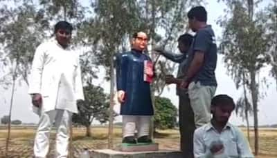 From blue to saffron to blue: Ambedkar statue goes for colour change in UP