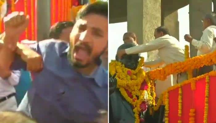 Ruckus after Jignesh Mevani&#039;s supporters allegedly obstruct BJP MPs from garlanding Ambedkar&#039;s statue