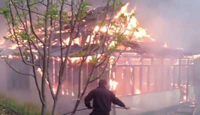 Shocking photos: Fire brings down two-storied mountain house near Shimla