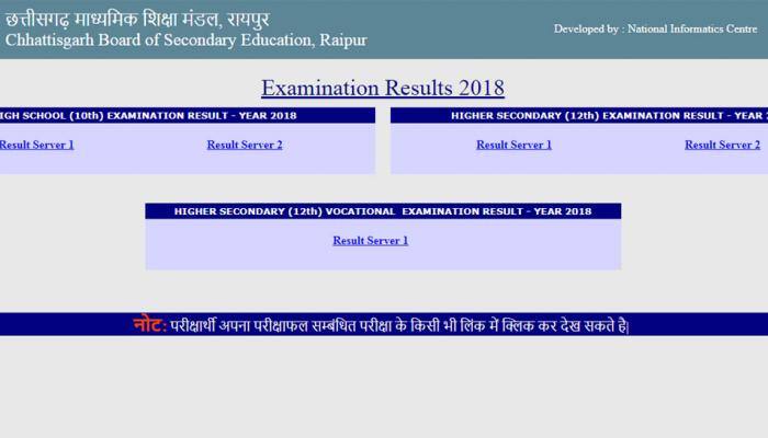 Chhattisgarh CGBSE Class 10 Results and Class 12 Results declared at cgbse.nic.in