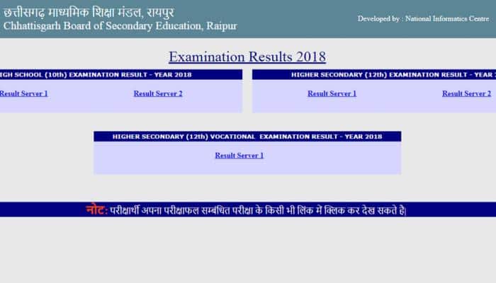 Chhattisgarh CGBSE Class 10 Results and Class 12 Results declared at cgbse.nic.in