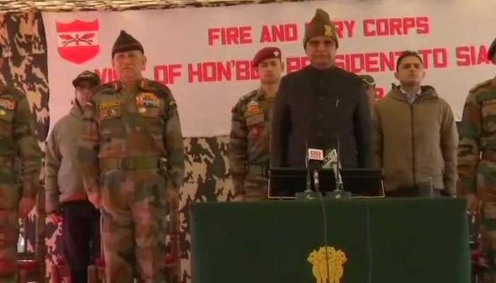 President Ram Nath Kovind visits Army base camp in Siachen - world&#039;s highest battlefield 