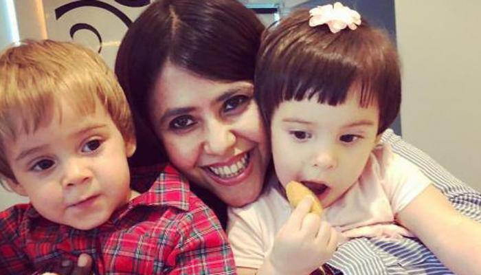 Ekta Kapoor shows some 'Bua' love to Karan Johar's twins Yash and Roohi-See pic