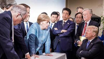G7 summit photo shared by Angela Merkel with Donald Trump sparks laugh riot on Twitter