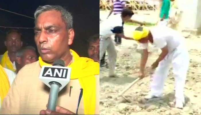 'Miffed' UP minister Om Prakash Rajbhar himself repairs road after authorities ignore his pleas  