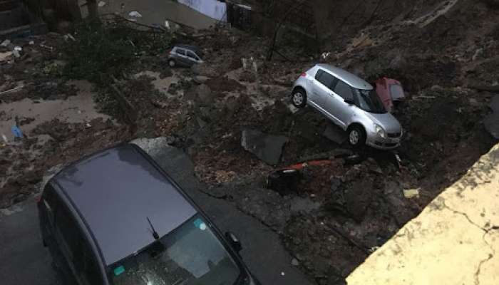 Mumbai rains: Several vehicles trapped after ground collapses in Wadala East