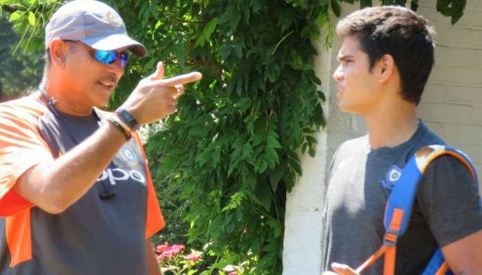 Arjun Tendulkar trains with India team, gets tips from Ravi Shastri