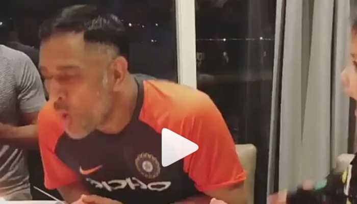MS Dhoni cuts cake, celebrates 37th birthday with Sakshi, Ziva and teammates - Video
