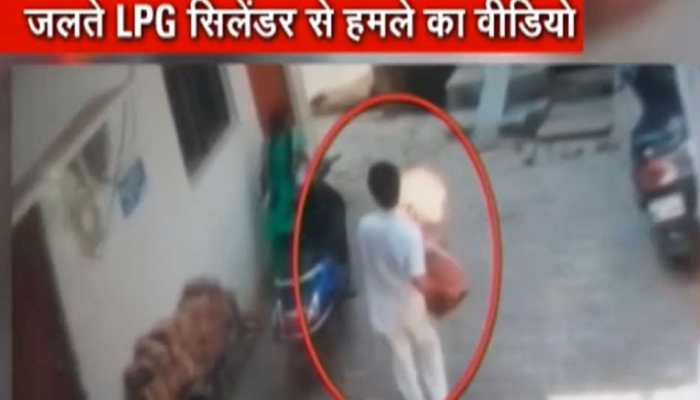 Allahabad shocker: Man caught on camera trying to kill woman with burning LPG cylinder