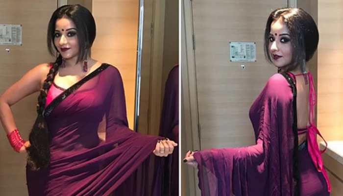 Monalisa slays with her sensual pics in purple saree — Check out her latest photo