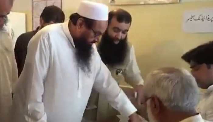 LeT Hafiz Saeed casts his vote during Pakistan general elections 2018