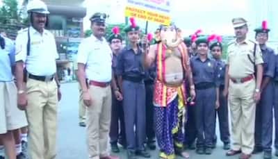 'Lord Ganesha' spreads awareness about road safety rules in Bengaluru