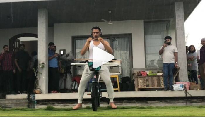 MS Dhoni performs stunt on bicycle during break in Ranchi – watch