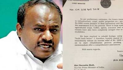 Karnataka CM HD Kumaraswamy writes to PM Narendra Modi, seeks interim relief of Rs 2,000 crore