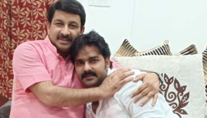 Uttar Pradesh CM Yogi Adityanath felicitates Bhojpuri stars Pawan Singh and Manoj Tiwari