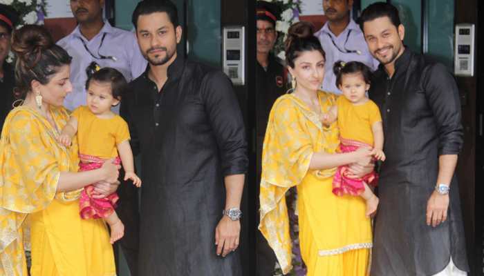 Soha Ali Khan, daughter Inaaya Naumi Kemmu go twinning in yellow for Ganpati celebrations—See inside