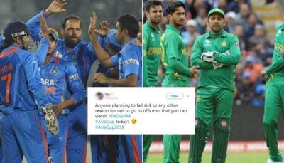 'Who's planning to fall sick and bunk office today?' Twitter excited ahead of epic India-Pak clash