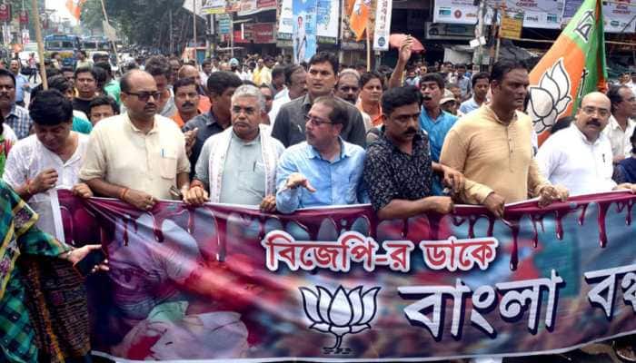 Sporadic violence during BJP&#039;s 12-hour Bandh in West Bengal, 1600 people arrested