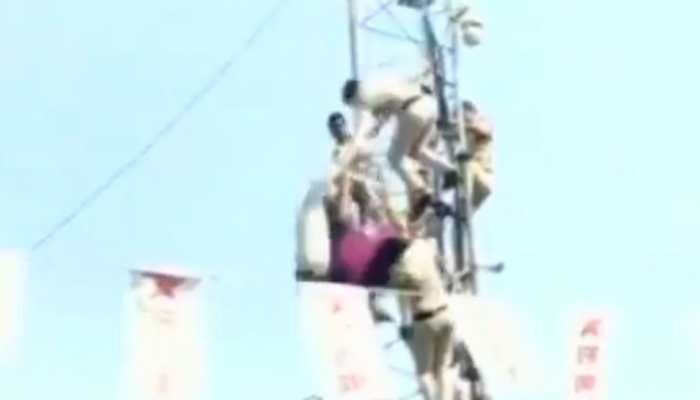 Shocking video: Community health worker falls off tower during protests