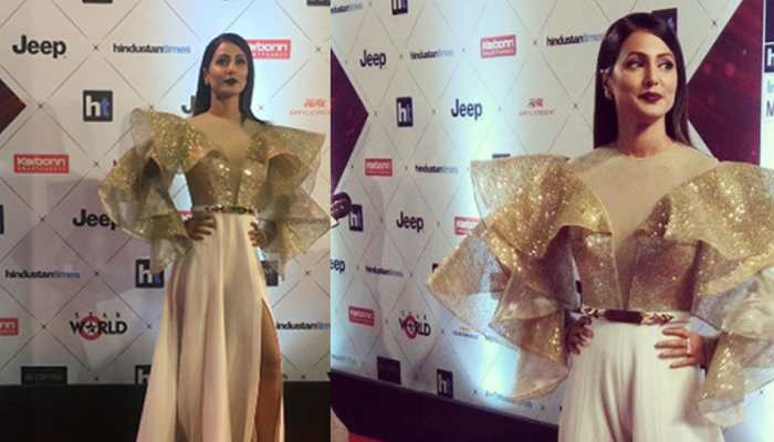 Hina Khan sizzles in a golden gown, shares latest pics