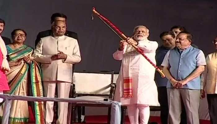 Watch: Prime Minister Narendra Modi burns Ravana effigy in Delhi