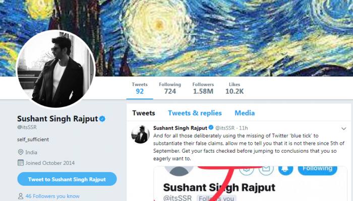 Sushant Singh Rajput's Twitter handle is now verified