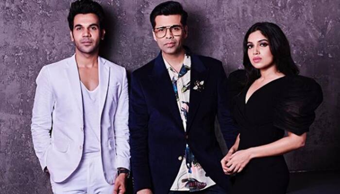 Karan Johar shares pic with Rajkummar Rao and Bhumi Pednekar from the sets of Koffee With Karan