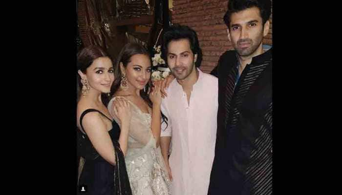 Sonakshi Sinha poses with Kalank co-stars Alia Bhatt, Varun Dhawan, Aditya Roy Kapur — Pic inside