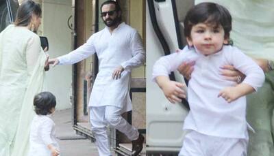Taimur Ali Khan twins with daddy Saif Ali Khan during Diwali pooja; Kareena Kapoor Khan slays in traditional wear—Pics