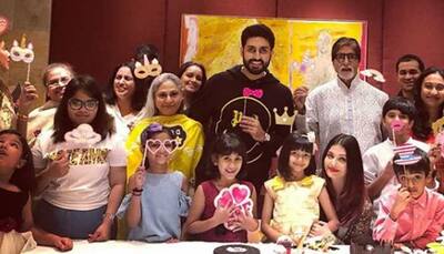 The Bachchan clan strikes a pose at Aaradhya's birthday bash—Pics