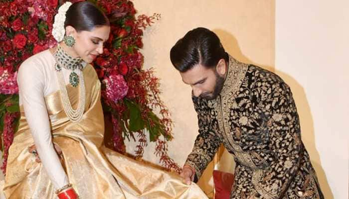 Ranveer Singh helps Deepika Padukone with her saree, later blows a kiss—Watch 