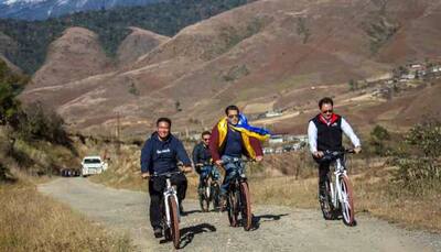 Salman Khan cycles with Kiren Rijiju, Pema Khandu in Arunachal Pradesh — Watch video