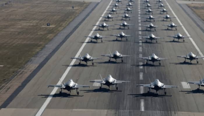 In massive display of air power, US conducts first ever &#039;elephant walk&#039; of F-35 fighters