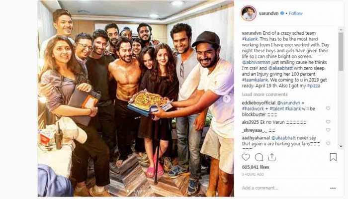 Varun Dhawan announces Kalank schedule wrap, shares a &#039;crazy&#039; pizza party picture
