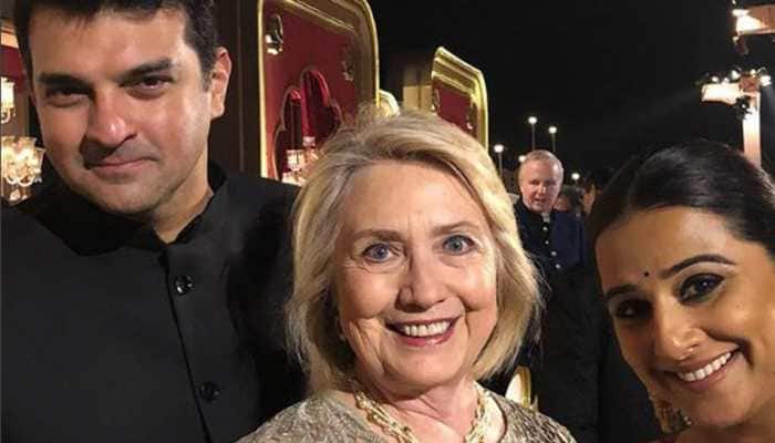 Vidya Balan's fangirl moment with Hillary Clinton at Isha Ambani's pre-wedding bash-See pic