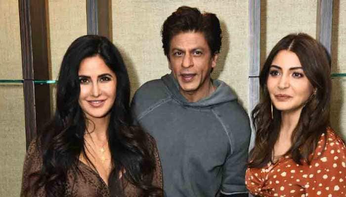 Shah Rukh Khan, Katrina Kaif, Anushka Sharma pose for a happy picture at Zero pormotion