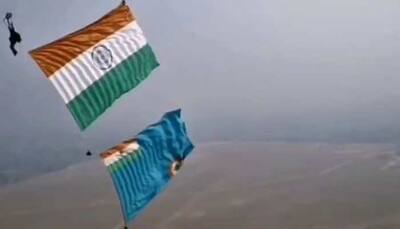 IAF skydiving team creates record by jumping from aircraft with twin flags