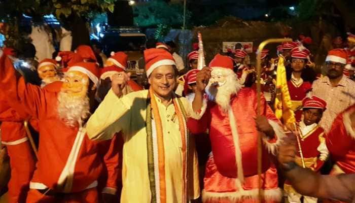 Shashi Tharoor spreads Christmas cheer, sings &#039;Silent Night&#039;, meets little Santas - Watch