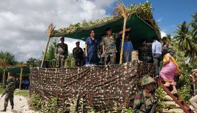 Defence Minister Nirmala Sitharaman inspects Joint Amphibious Military Exercise in Andaman and Nicobar