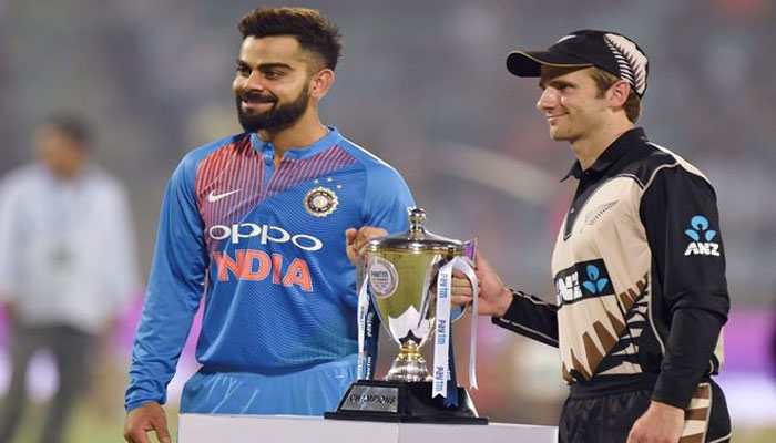 India vs New Zealand 2019: Captains of both teams pose with trophy ahead of ODIs 