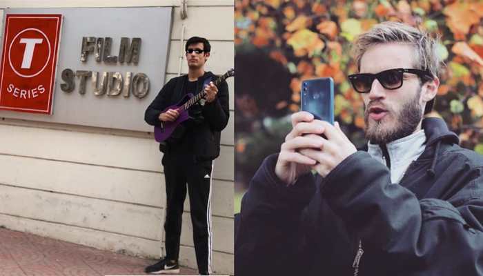 This PewDiePie supporter flies down to India to play outside T-Series's office This PewDiePie supporter flies down to India to play outside T-Series's office