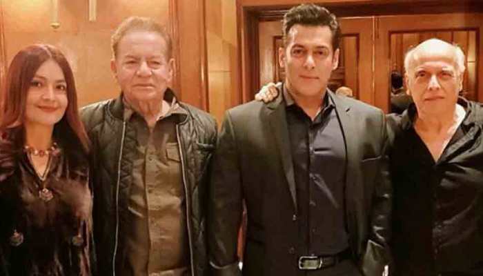 Salman Khan strikes a pose with his father Salim Khan at Mukesh Bhatt&#039;s daughter wedding reception