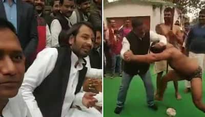 Tej Pratap Yadav turns RJD office in Patna into wrestling ring, organises 'dangal'