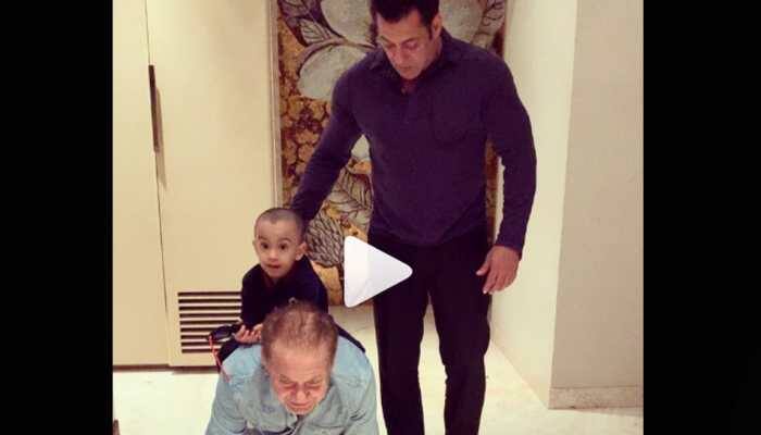 This video of Salman Khan with nephew Ahil and father Salim Khan is winning hearts on internet—Watch