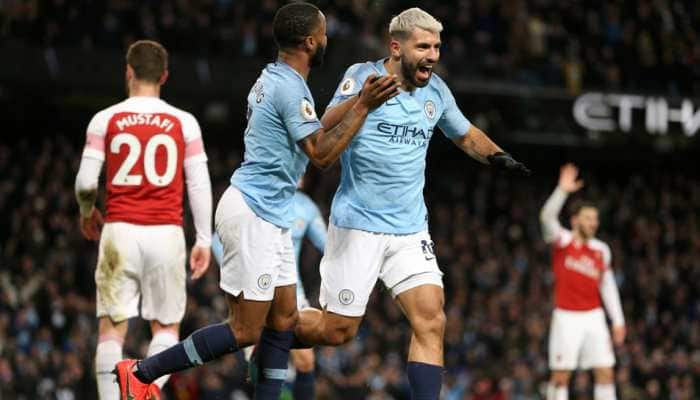EPL: Sergio Aguero&#039;s hat-trick fires Manchester City to 3-1 win over Arsenal