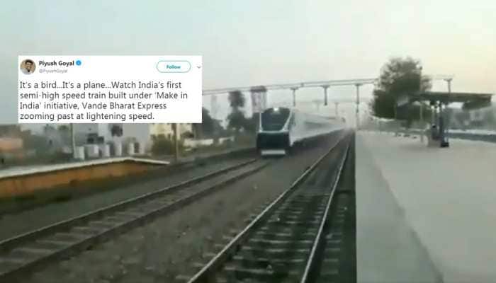 &#039;It&#039;s a bird...It&#039;s a plane&#039;: Piyush Goyal shares video of India&#039;s first semi-high speed train Vande Bharat Express