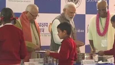 Akshaya Patra: PM Narendra Modi serves food to underprivileged children in Vrindavan 