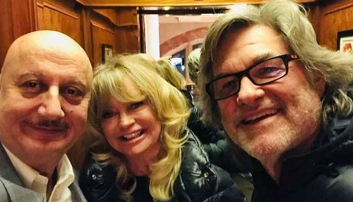 Anupam Kher meets &#039;fantastic actors&#039; Goldie Hawn, Kurt Russell